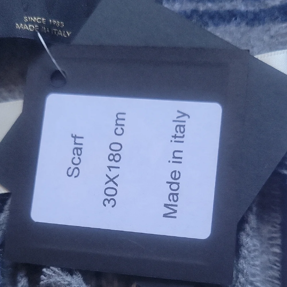 Blue and Gray Plaid Cashmere Blend Scarf